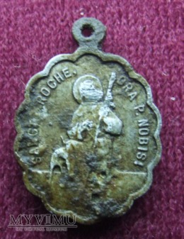Stary medalik ze św. Ekspedytem i św. Rochem
