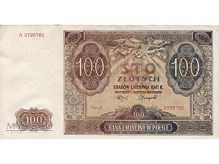 Duże zdjęcie 100 złotych 1 sieprnia 1941 rok.