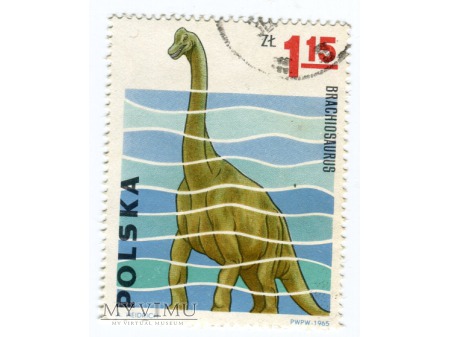 Duże zdjęcie 1965 Brachiozaur Brachiosaurus dinozaury Polska