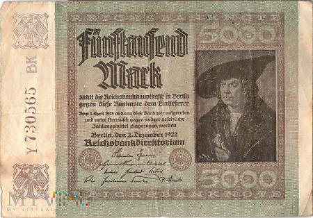 Duże zdjęcie Niemcy - 5 000 marek (1922)
