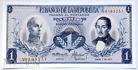 Duże zdjęcie Kolumbia 1 peso oro 1977