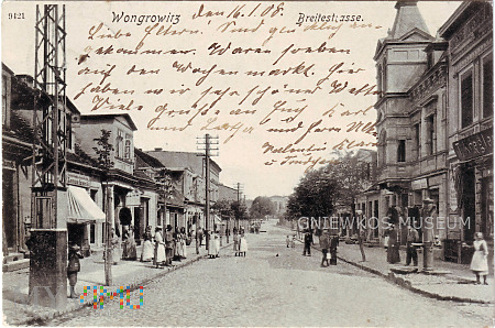Wągrowiec - Wongrowitz ulica Szeroka 1908 rok