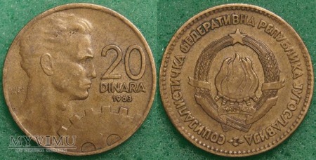 Jugosławia, 20 DINARÓW 1963