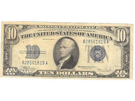 10 USD 1934 SILVER CERTIFICATE