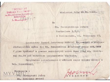 Dokument z 1945.