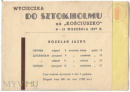 Duże zdjęcie Wycieczka do Sztokholmu SS Kościuszko 8-12.IX.1937