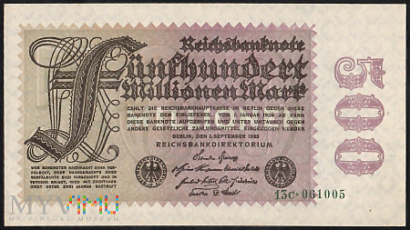 Reichsbanknote 500 Mln Mark 01.09.1923