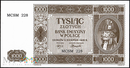 Bank Emisyjny w Polsce 1000 zł 01.08.1941 (2004)