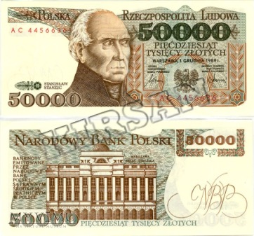 Banknot 50000 zlotych 1989 r