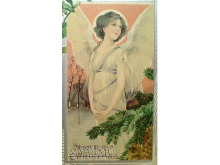 c. 1908 Anioł na Boże Narodzenie Święta USA LITHO