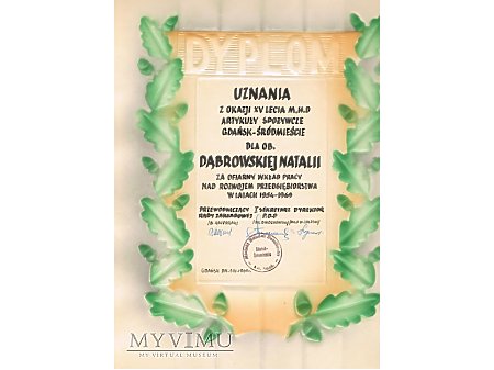 Duże zdjęcie Dyplom uznania - XV-lecie MHD Artykuły Spożywcze