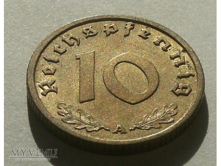 Duże zdjęcie 10 reichspfennig 1939 rok.