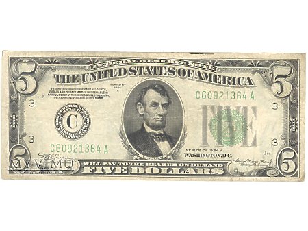 5 USD 1934 FEDERAL RESERVE NOTE