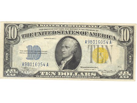 10 USD 1934/1940 SILVER CERTIFICATE