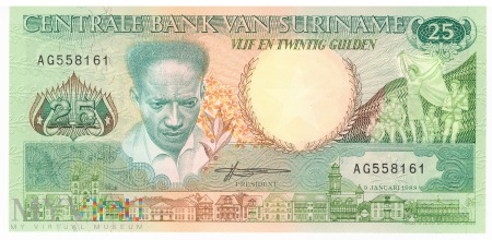 Duże zdjęcie Surinam - 25 guldenów (1988)