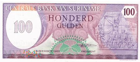 Duże zdjęcie Surinam - 100 guldenów (1985)