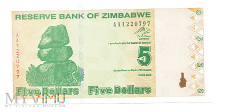 Zimbabwe - 5 dolarów 2009r.