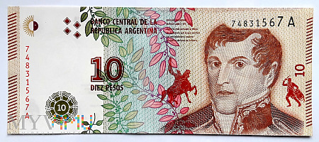 Duże zdjęcie Argentyna 10 pesos 2016