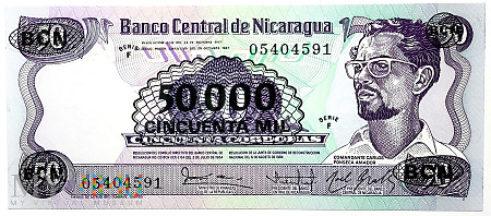 Nikaragua 50 000 cordobas 1987