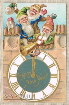 Krasnale Nowy Rok kasa zegar