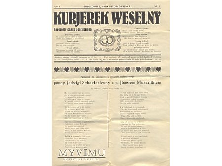Duże zdjęcie Kurierek Weselny-Brzozowice 1930