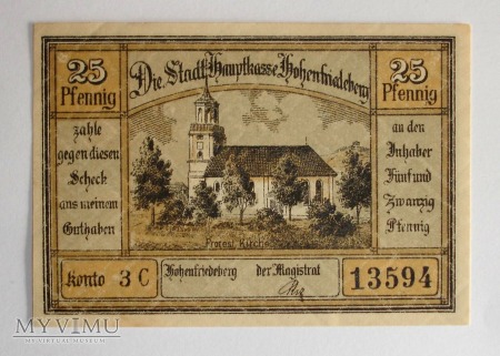 25 Pfennig 1922 - Hohenfriedeberg - Dobromierz