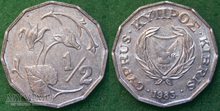 Duże zdjęcie Cypr, 1/2 centa 1983