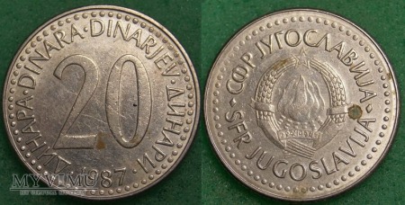 Jugosławia, 20 DINARÓW 1987