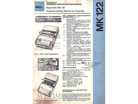 Duże zdjęcie Instrukcja serwisowa magnetofonu MK-122