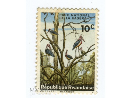 Duże zdjęcie 1965 Rwanda Marabout PTAK Marabut znaczek