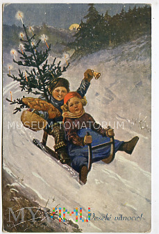 Duże zdjęcie Wesołych Świąt - obieg lata 20-te XX w.