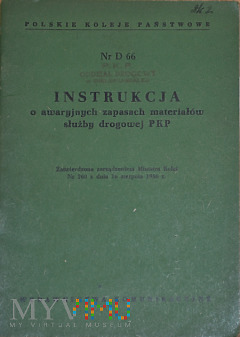 D66-1956 Instrukcja o awaryjnych zapasach sł. drog