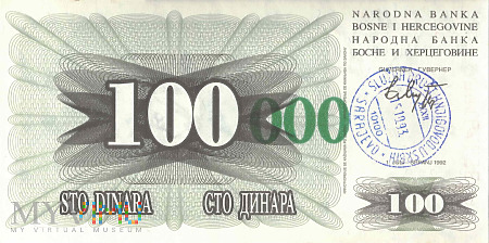 Bośnia i Hercegowina - 100 000 dinarów (1993)