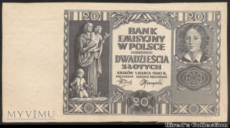 Duże zdjęcie 20 złotych 1940r.