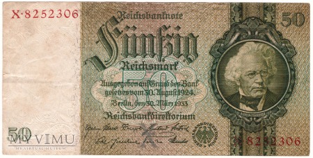 Niemcy, 50 marek 1933r. Ser.X
