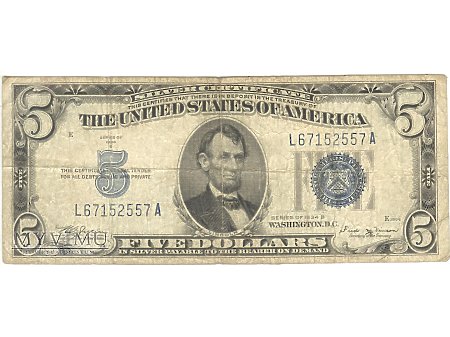 5 USD 1934 SILVER CERTIFICATE
