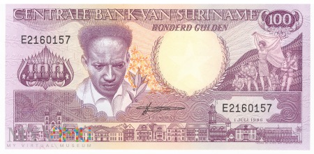 Duże zdjęcie Surinam - 100 guldenów (1986)