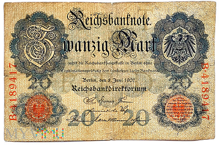 Niemcy 20 marek 1907