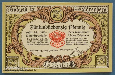 Duże zdjęcie 75 Pfennig 1920 r - Nörenberg - Insko