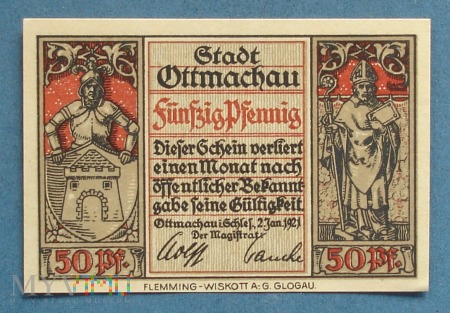 50 Pfennig 1921 - Ottmachau in Schl.- Otmuchów