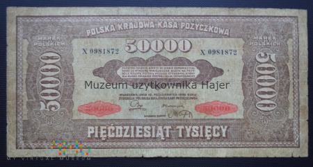 50000 marek polskich - 10 października 1922