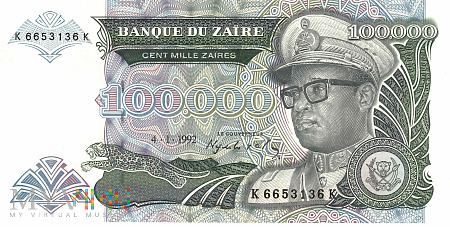 Zair - 100 000 zairów (1992)