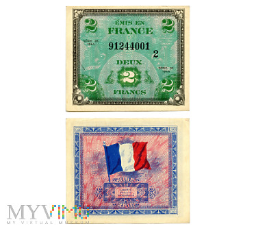 Duże zdjęcie 2 Francs 1944 (91244001) banknot zastępczy