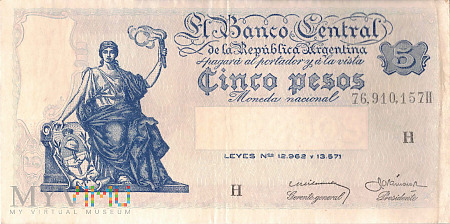 Argentyna - 5 pesos (1959)