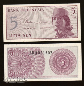 Indonesia - P 91 - 5 Sen - 1964