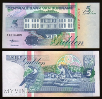 Duże zdjęcie Surinam - P 136b - 5 Gulden - 1998