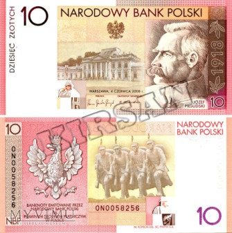 Duże zdjęcie Banknot 10 zlotych 2008 r