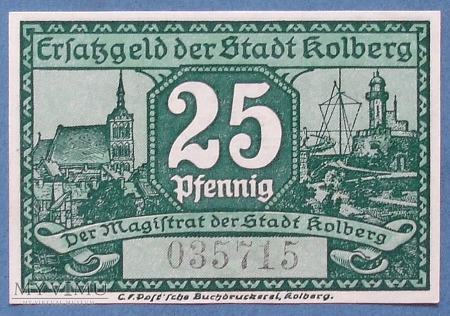 25 Pfennig 1917 r - Kolberg - Kolobrzeg