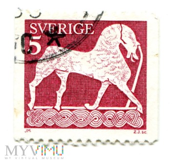 Szwecja, koń z obrazu na kamieniu w Lärbro 1973