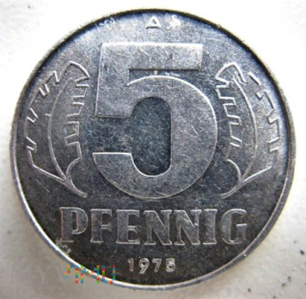 Duże zdjęcie 5 fenigów 1975 r. Niemcy (NRD)